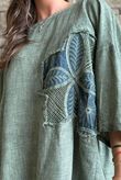 Lindin Linen Blend Crochet Flower Top Washed Khaki